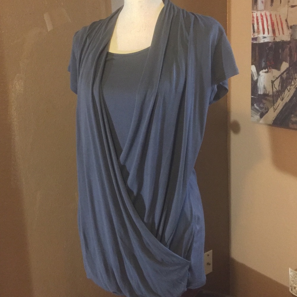 Cabi Fickle Tee Short Sleeve Faux Wrap Top